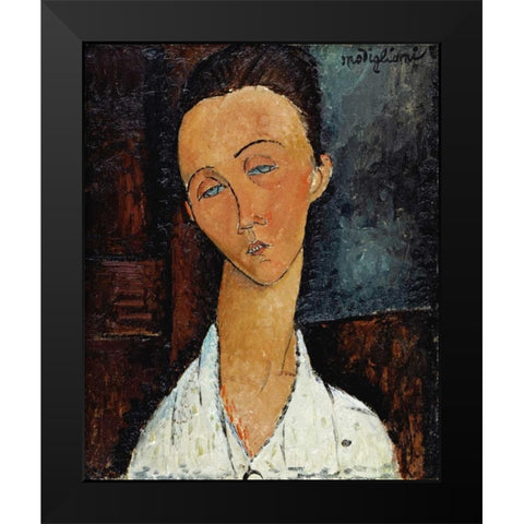 Lunia Czechowska Black Modern Wood Framed Art Print by Modigliani, Amedeo