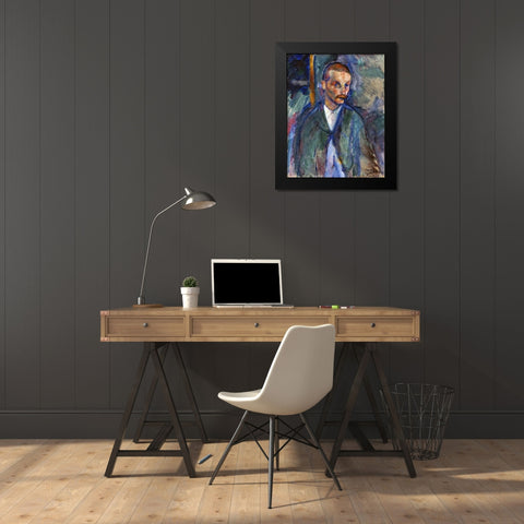 The Beggar of Livorne Black Modern Wood Framed Art Print by Modigliani, Amedeo