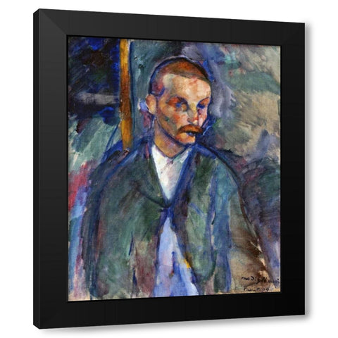 The Beggar of Livorne Black Modern Wood Framed Art Print with Double Matting by Modigliani, Amedeo