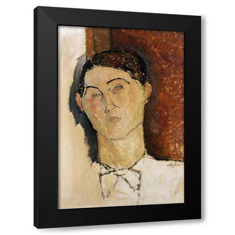 Tete De Jeune Homme Black Modern Wood Framed Art Print with Double Matting by Modigliani, Amedeo