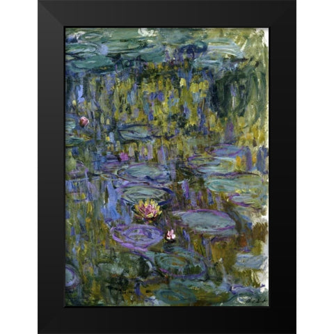 Water Lilies Black Modern Wood Framed Art Print by Monet, Claude