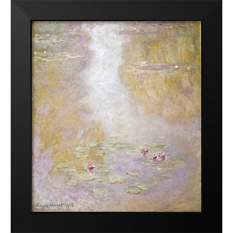 Water Lilies, Giverny Black Modern Wood Framed Art Print by Monet, Claude