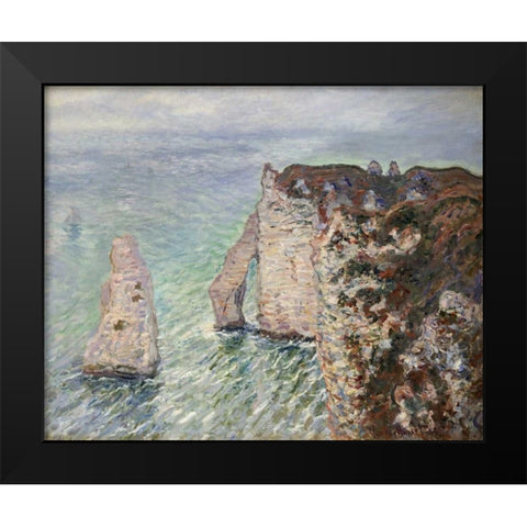 LAiguille et la Porte dAval, Etretat Black Modern Wood Framed Art Print by Monet, Claude