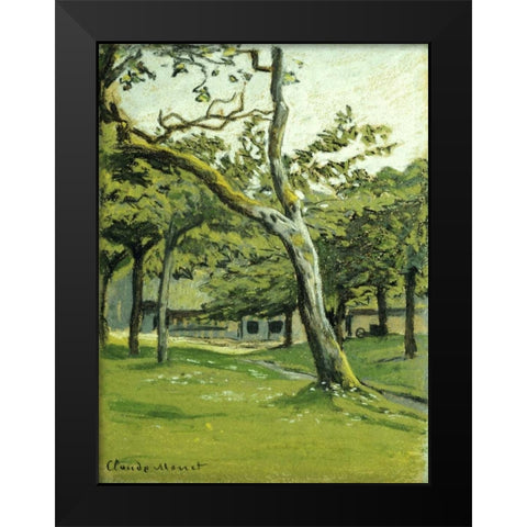 An Orchard Black Modern Wood Framed Art Print by Monet, Claude