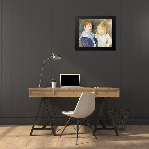 Portrait DEnfants Black Modern Wood Framed Art Print by Morisot, Berthe
