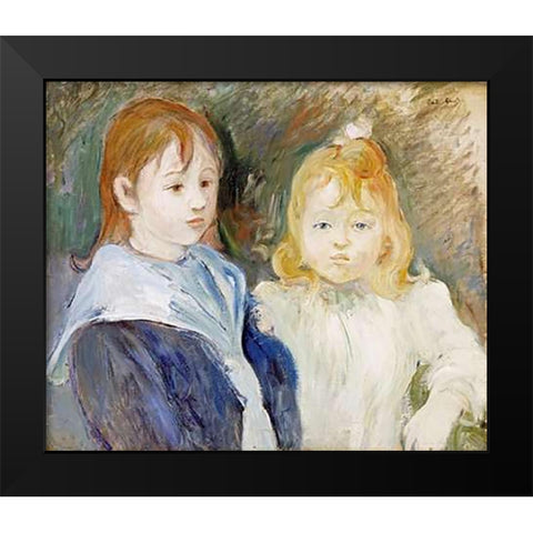 Portrait DEnfants Black Modern Wood Framed Art Print by Morisot, Berthe