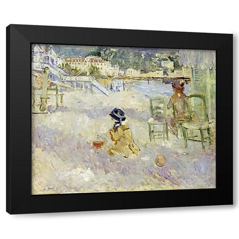 Plage De Nice Black Modern Wood Framed Art Print by Morisot, Berthe
