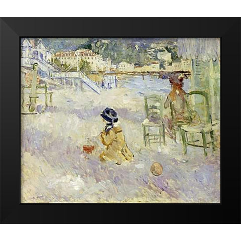 Plage De Nice Black Modern Wood Framed Art Print by Morisot, Berthe