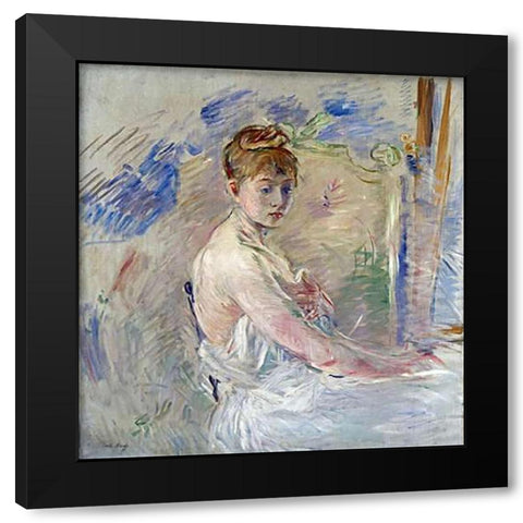 A Young Girl From The East Black Modern Wood Framed Art Print by Morisot, Berthe