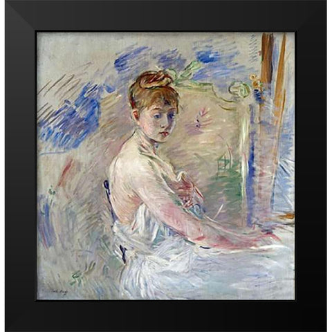 A Young Girl From The East Black Modern Wood Framed Art Print by Morisot, Berthe