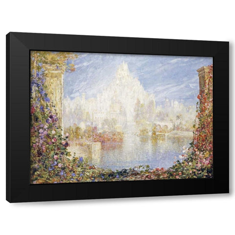 Fairyland Castle Black Modern Wood Framed Art Print by Mostyn, Tom