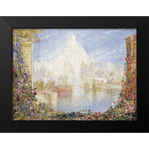 Fairyland Castle Black Modern Wood Framed Art Print by Mostyn, Tom