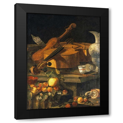 A Violin, a Cello, a Bow, a Sheet Black Modern Wood Framed Art Print by Munari, Christoforo