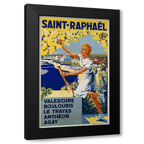 Saint-Raphael, SNCF Black Modern Wood Framed Art Print by Munier, J.