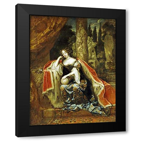 Portrait of Queen Mary Stuart II Black Modern Wood Framed Art Print by Netscher, Caspar