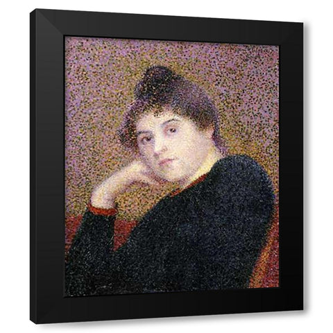 Portrait De Femme Black Modern Wood Framed Art Print by Petitjean, Hippolyte