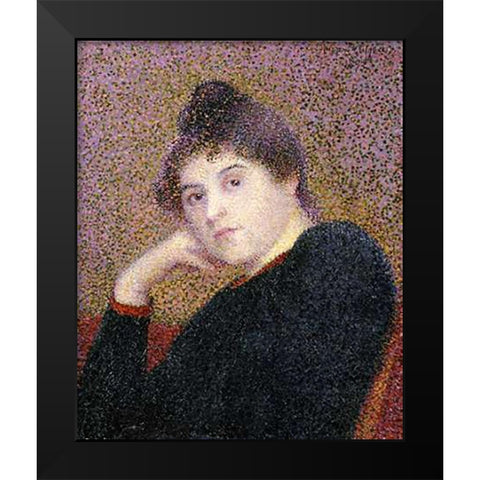 Portrait De Femme Black Modern Wood Framed Art Print by Petitjean, Hippolyte
