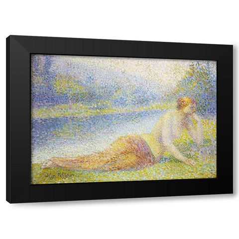 Reclining Nude Black Modern Wood Framed Art Print by Petitjean, Hippolyte