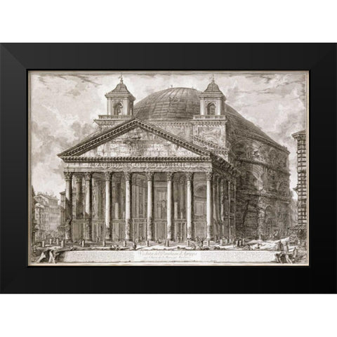 A View of The Pantheon, Rome Black Modern Wood Framed Art Print by Piranesi, Giovanni Battista