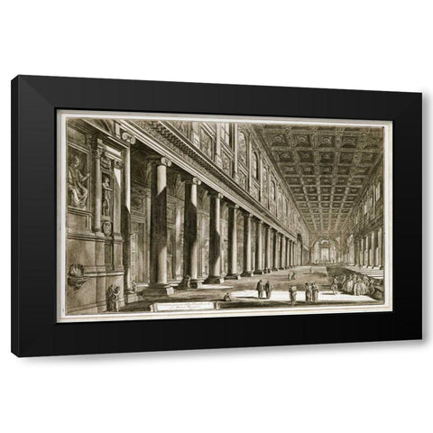 Interior of The Basilica of S. Maria Maggiore, Rome Black Modern Wood Framed Art Print with Double Matting by Piranesi, Giovanni Battista