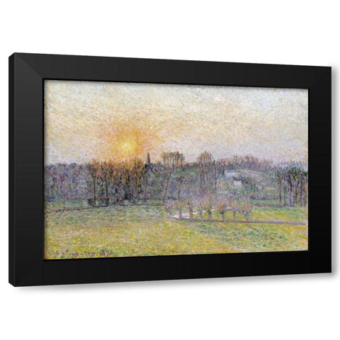 Sunset, Bazincourt Black Modern Wood Framed Art Print by Pissarro, Camille