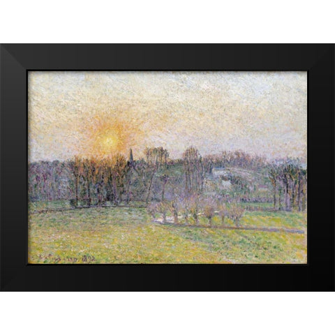 Sunset, Bazincourt Black Modern Wood Framed Art Print by Pissarro, Camille
