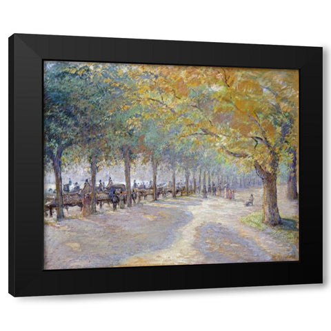 Hyde Park, London Black Modern Wood Framed Art Print with Double Matting by Pissarro, Camille