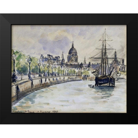 London, St.Pauls Cathedral Black Modern Wood Framed Art Print by Pissarro, Camille