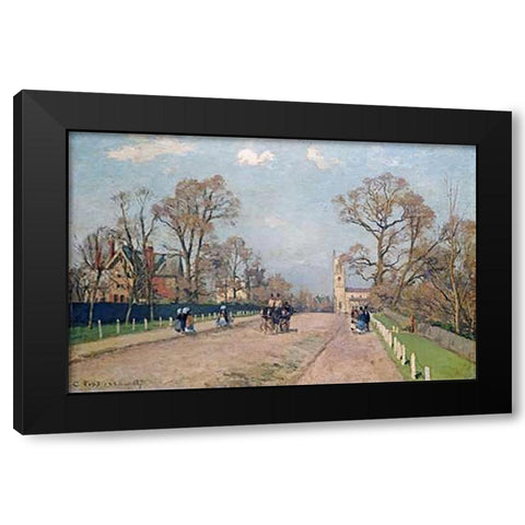 The Road To Sydenham Black Modern Wood Framed Art Print with Double Matting by Pissarro, Camille