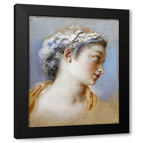 Portrait Study of a Young Girl Black Modern Wood Framed Art Print with Double Matting by Portail, Jacques Andre