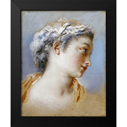 Portrait Study of a Young Girl Black Modern Wood Framed Art Print by Portail, Jacques Andre
