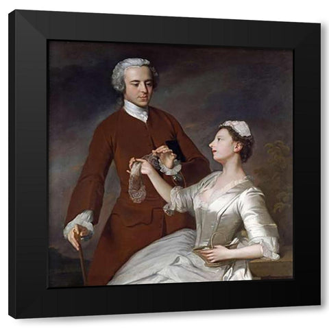 Portrait of Sir Edward and Lady Turner Black Modern Wood Framed Art Print by Ramsay, Allan