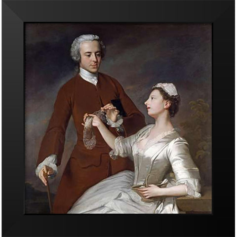 Portrait of Sir Edward and Lady Turner Black Modern Wood Framed Art Print by Ramsay, Allan