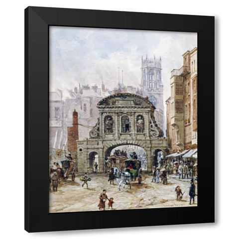 Temple Bar, London Black Modern Wood Framed Art Print with Double Matting by Rayner, Louise
