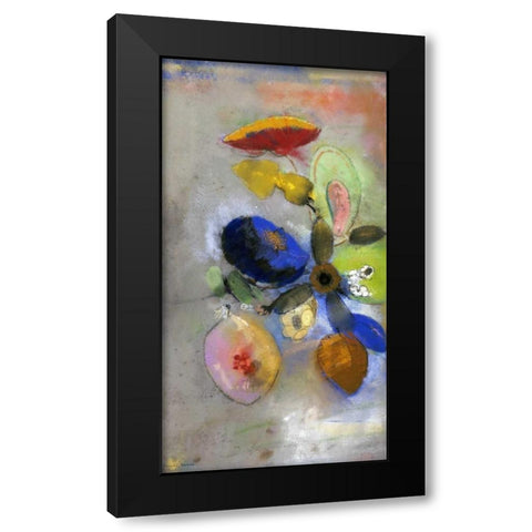 Flowers Black Modern Wood Framed Art Print by Redon, Odilion
