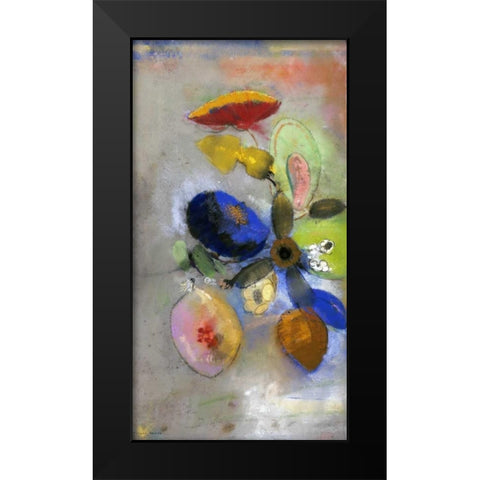 Flowers Black Modern Wood Framed Art Print by Redon, Odilion