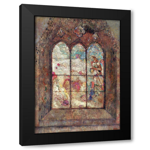 The Stained Glass Window Black Modern Wood Framed Art Print by Redon, Odilion