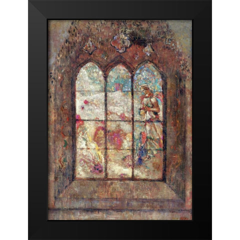 The Stained Glass Window Black Modern Wood Framed Art Print by Redon, Odilion