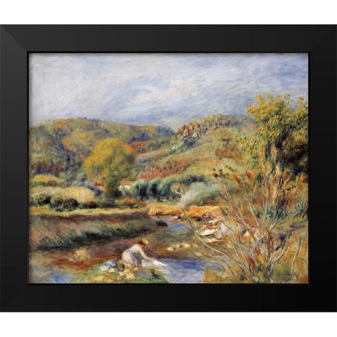 The Washerwoman Black Modern Wood Framed Art Print by Renoir, Pierre-Auguste