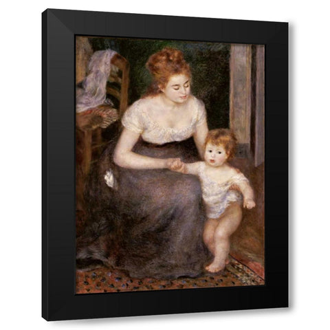 The First Step Black Modern Wood Framed Art Print by Renoir, Pierre-Auguste