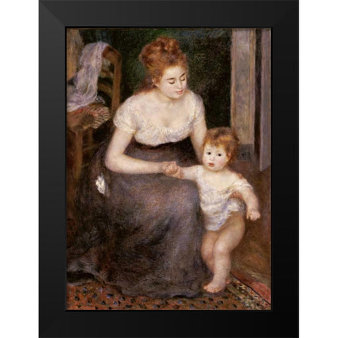 The First Step Black Modern Wood Framed Art Print by Renoir, Pierre-Auguste