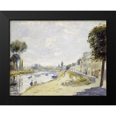 The Banks of the Seine Black Modern Wood Framed Art Print by Renoir, Pierre-Auguste