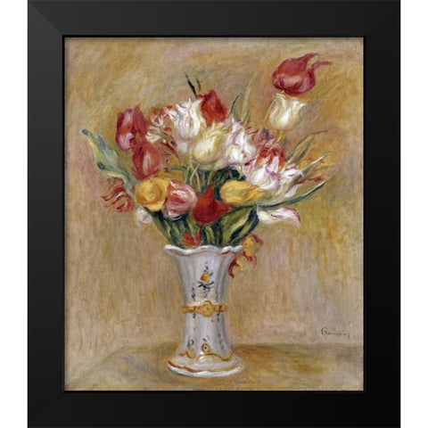 Tulipes Black Modern Wood Framed Art Print by Renoir, Pierre-Auguste