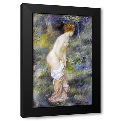 Standing Bather Black Modern Wood Framed Art Print by Renoir, Pierre-Auguste