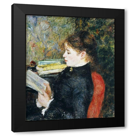 The Reader Black Modern Wood Framed Art Print by Renoir, Pierre-Auguste