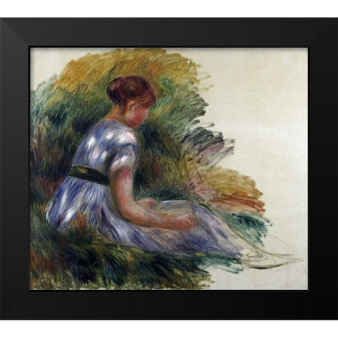 Alice Gamby In The Garden Black Modern Wood Framed Art Print by Renoir, Pierre-Auguste