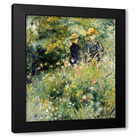 Conversation Dans Une Roseraie Black Modern Wood Framed Art Print with Double Matting by Renoir, Pierre-Auguste