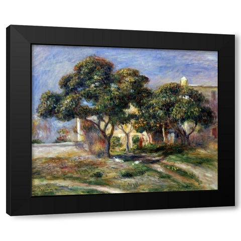 The Medlar Trees Black Modern Wood Framed Art Print with Double Matting by Renoir, Pierre-Auguste