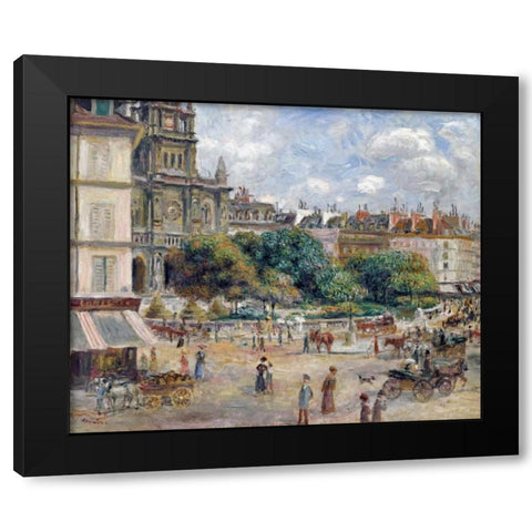 Place De La Trinite Black Modern Wood Framed Art Print with Double Matting by Renoir, Pierre-Auguste