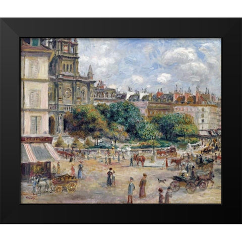 Place De La Trinite Black Modern Wood Framed Art Print by Renoir, Pierre-Auguste